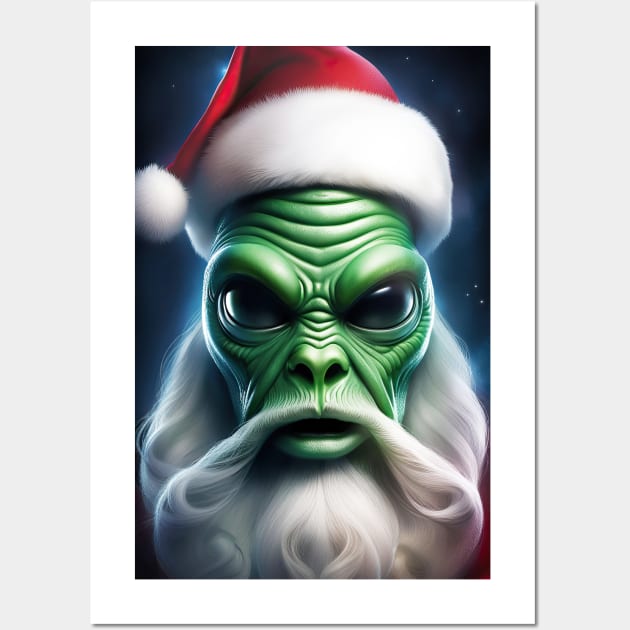 Alien Santa Claus Wall Art by roswellboutique